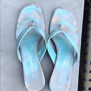 Costume national silvery blue thong sandals